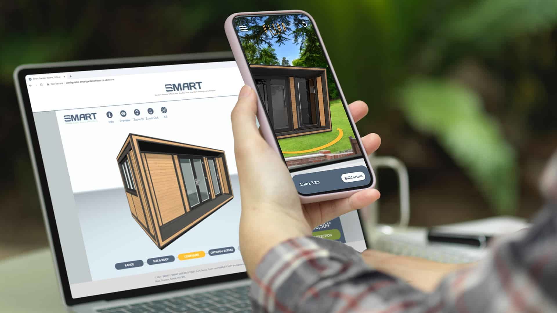The Smart Garden configurator app being used on laptop and smartphone.