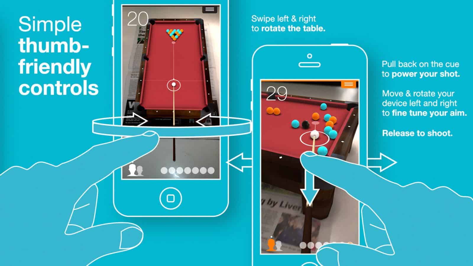 Reality Pool augmented reality game app