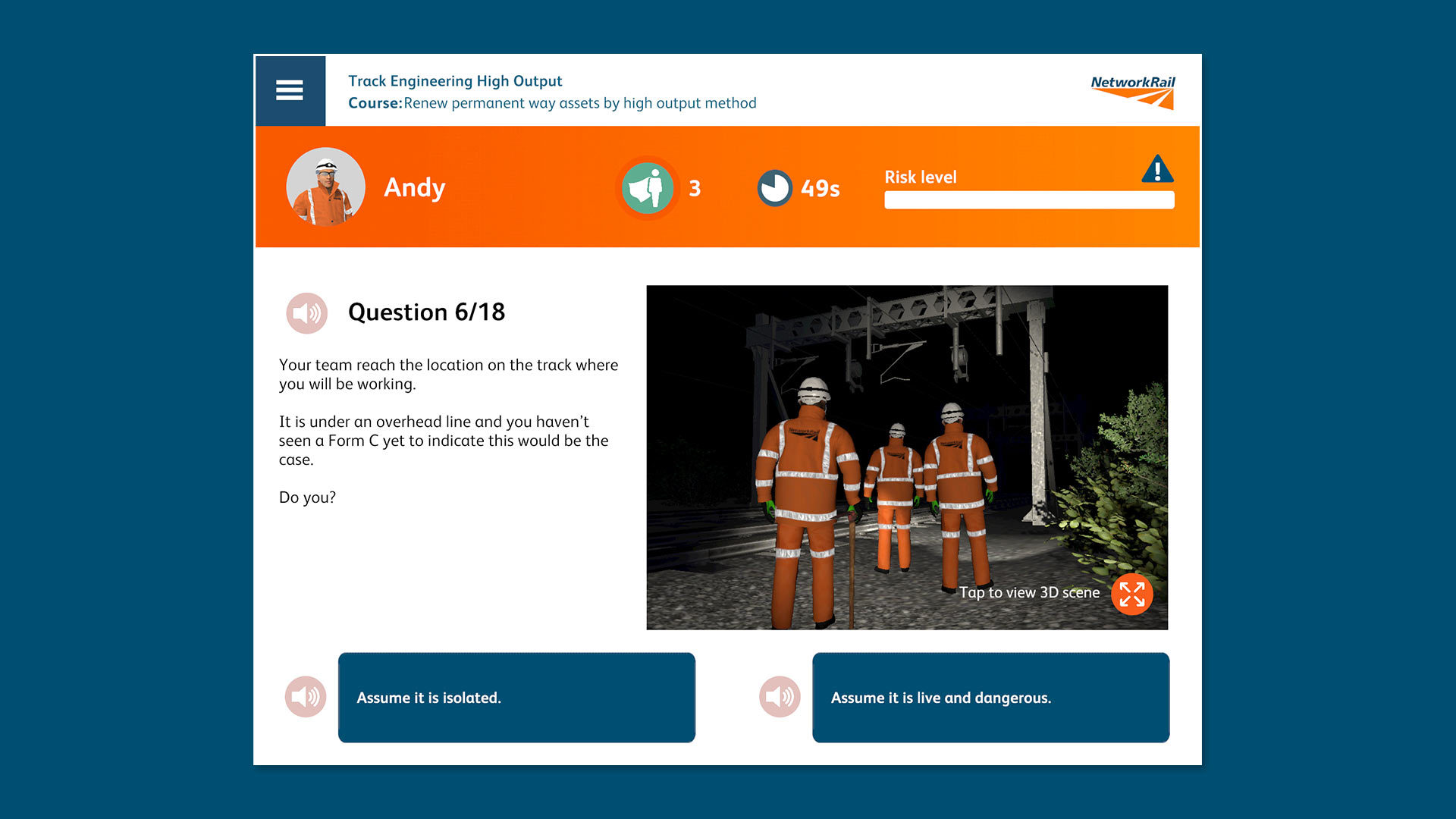 Network Rail High Output gamified learning experience 2