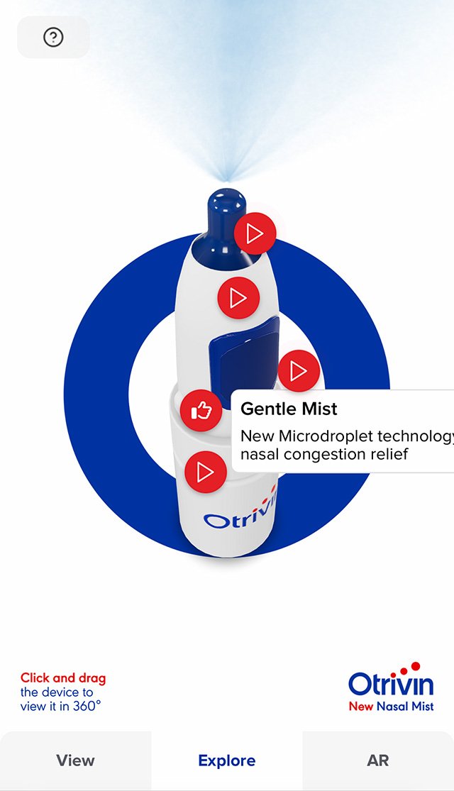 Otrivin In-store Immersive Product Explainer gentle mist hotspot